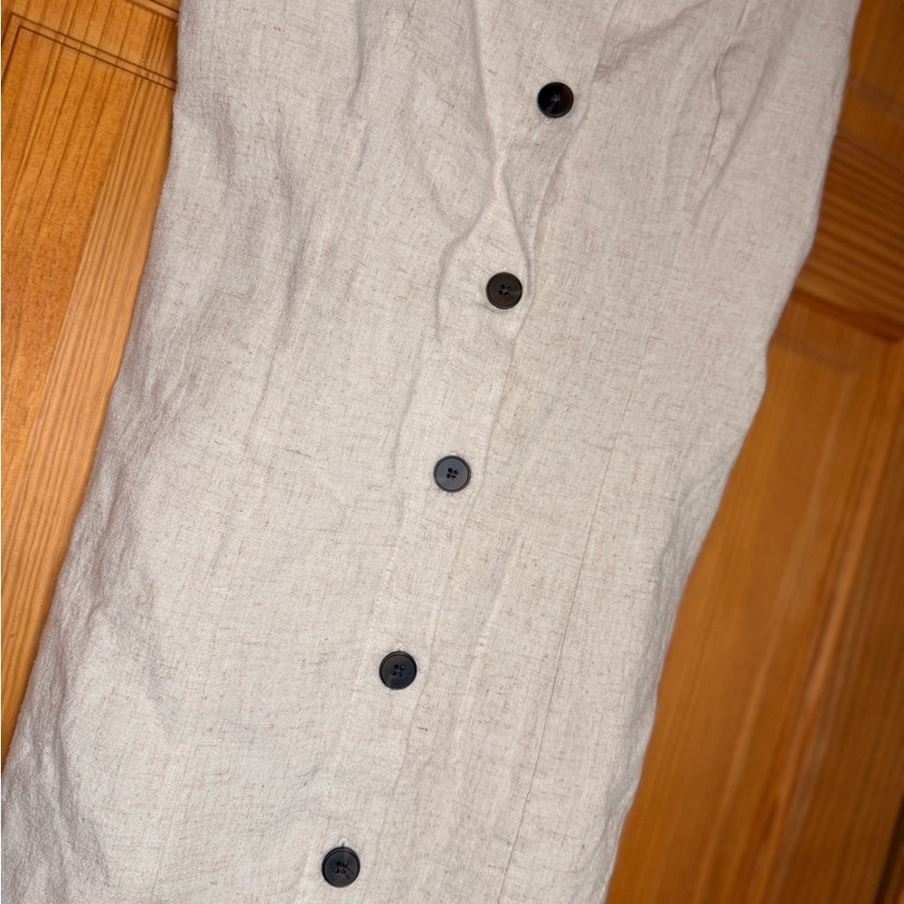 Alter’d State Linen Button Front Dress Neutral Sleeveless NWT XS - Picture 4 of 5